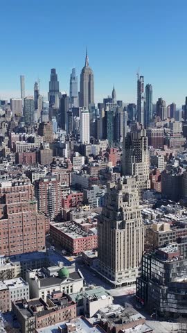 New York Skyline At Manhattan In New York United States. Stunning Downtown. Tourism Landmark. New York Skyline At New York United States. Highrise Buildings.