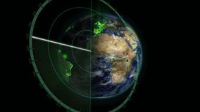 Rotating radar beam sweeping globe causing green arcs branching across Atlantic showing data flows. Geography, connectivity, technology, digital, network, innovation, communication - Powered by Shutterstock - Get 15% off with code: PIKWIZARD15
