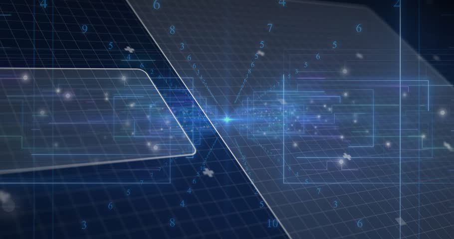 Sliding translucent panel initiating gauge forming while waveform animating for live data display. Technology, data visualization, digital interface, holography, animation, futuristic, analytics