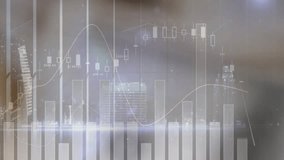 Blur dissolving triggers chart fading, bars, candles moving over bill stacks showing market trends. Financial, data, analytics, digital, investment, economic, modern - Powered by Shutterstock - Get 15% off with code: PIKWIZARD15