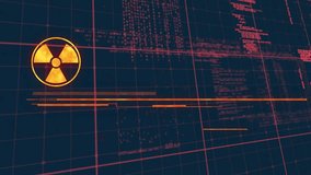 Scanning grid scrolling hazard symbol fading text cycling to WARNING and IMMEDIATE ACTION REQUIRED. Cybersecurity, digital, warning, alert, glitch, futuristic, technology - Powered by Shutterstock - Get 15% off with code: PIKWIZARD15