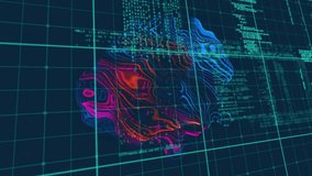 On appearing at grid, rotating neon 3D shape wrapping streaming code, pulsing for data flow display. Abstract, digital, futuristic, technology, cyber, neon, matrix - Powered by Shutterstock - Get 15% off with code: PIKWIZARD15