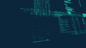 Teal code streams sparking squares forming sphere rotating and splitting rings visualizing flow. Technology, data visualization, digital art, futuristic, abstract, cyber, innovation - Powered by Shutterstock - Get 15% off with code: PIKWIZARD15