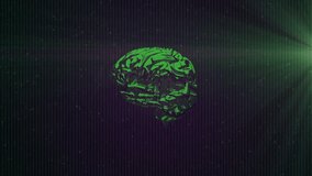 Falling green digits initiating floating brain processing rising alerts showing engagement peaks. Technology, digital, data, cyber, analytics, futurism, innovation - Powered by Shutterstock - Get 15% off with code: PIKWIZARD15