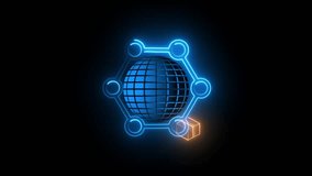 Glowing Neon Animated Network Icon Symbolizing Global Connectivity, Digital Marketing, Finance, and Big Data Technology in a Futuristic Style - Powered by Shutterstock - Get 15% off with code: PIKWIZARD15
