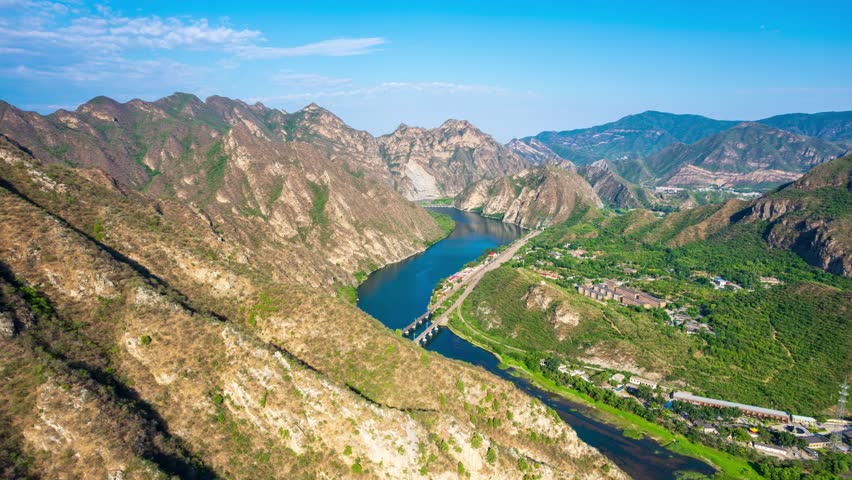 Beijing, China - June 13th 2023 - Overlooking Beijing Yongding river beautiful landscape