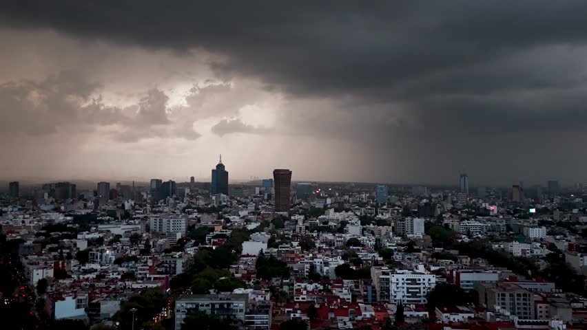 Timelapse during heavy storm in mexico city