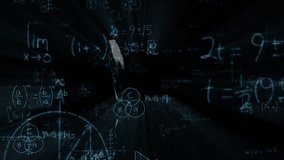 Metallic coin reflecting math formulas, starting rotating, tilting and spinning on reflective floor. Futuristic, abstract, technology, digital, innovation, science, holographic - Powered by Shutterstock - Get 15% off with code: PIKWIZARD15