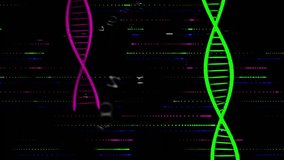 On start magenta green DNA helices drifting letters appearing on circuit lock filling securing data. Futuristic, technology, cybersecurity, digital, abstract, innovation, encryption - Powered by Shutterstock - Get 15% off with code: PIKWIZARD15