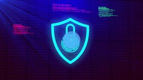 Glowing shield initiating fingerprint scan, extending lines to media and wifi nodes forming network. Cybersecurity, protection, digital, technology, interconnected, innovation, security - Powered by Shutterstock - Get 15% off with code: PIKWIZARD15