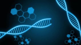 On launch glowing blue DNA helix emerging in dark scene, visualizing data network code and icons. Futuristic, technology, network, innovation, cyber, scientific, digital - Powered by Shutterstock - Get 15% off with code: PIKWIZARD15