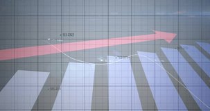 Bar chart opening, pink arrow drifting, lines animating, callouts, flares forming finance dashboard. Data visualization, analytics, digital dashboard, infographic, business intelligence, performance - Powered by Shutterstock - Get 15% off with code: PIKWIZARD15