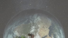 White orbital arc appearing and circling globe while tilting, revealing fresh salad inside sphere. Futuristic, celestial, transparency, innovation, digital, vibrant, ecological - Powered by Shutterstock - Get 15% off with code: PIKWIZARD15