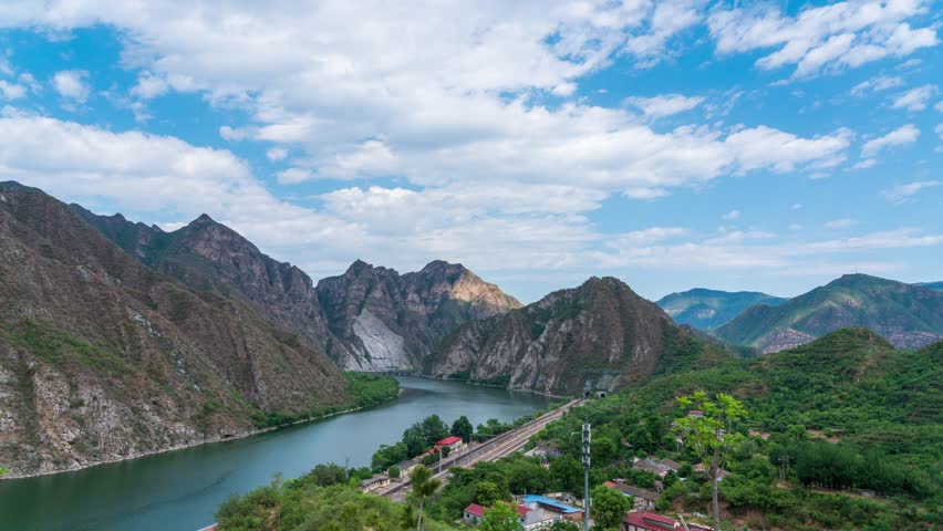 Beijing, China - June 13th 2023 - Overlooking Beijing Yongding river beautiful landscape