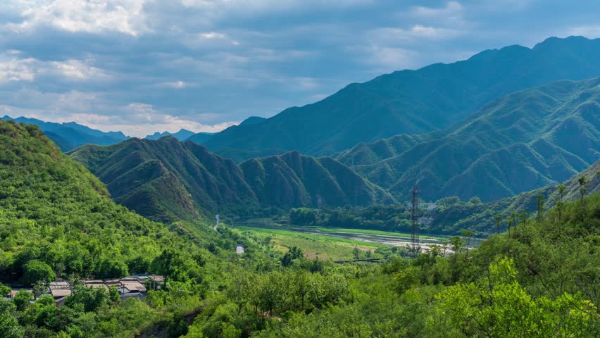 Beijing, China - June 13th 2023 - Overlooking Beijing Yongding river beautiful landscape