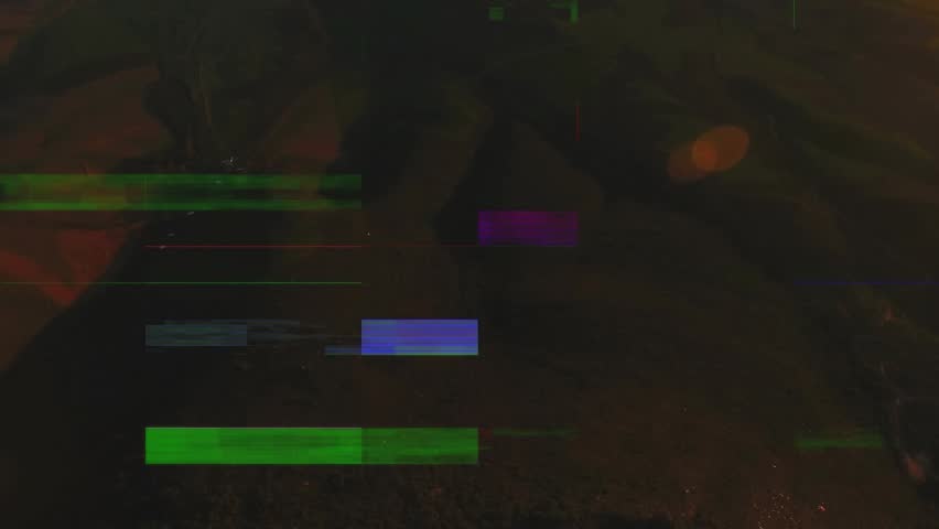 Glitch bars shifting across dark frame initiating mountain dawn reveal showcasing sunrise emergence. Abstract, digital art, vibrant, scenic, landscape, dynamic, futuristic - Powered by Shutterstock - Get 15% off with code: PIKWIZARD15