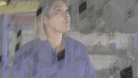 Warehouse tech raising tablet tapping screen, activating AR map cycling year data reviewing metrics. Futuristic, innovation, data, analytics, industrial, digital, technology - Powered by Shutterstock - Get 15% off with code: PIKWIZARD15