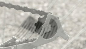 View locking on clamp chain starting rotating gauge showing years while sharpening map for timeline. Industrial, technology, innovation, digital, networking, connectivity, futuristic - Powered by Shutterstock - Get 15% off with code: PIKWIZARD15