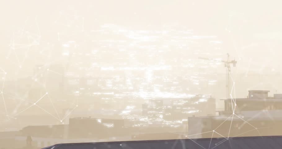 Skyline fading in, network forming, shield icon materializing, fingerprints pulsing, securing data. Cybersecurity, digitalsecurity, holographicelements, hightech, innovation, urbanarchitecture,