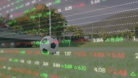 soccer player sweeping foot and kicking ball animating finance graph scrolling mixing sport visuals. Athletic, motion, outdoor, activity, technology, data, competition - Powered by Shutterstock - Get 15% off with code: PIKWIZARD15