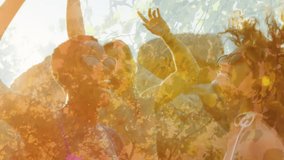 Woman wearing purple bikini dancing on shoreline at sunset, promoting health with animated sun rays. Adventure, camaraderie, leisure, outdoor, vibrant, empowerment, celebration - Powered by Shutterstock - Get 15% off with code: PIKWIZARD15