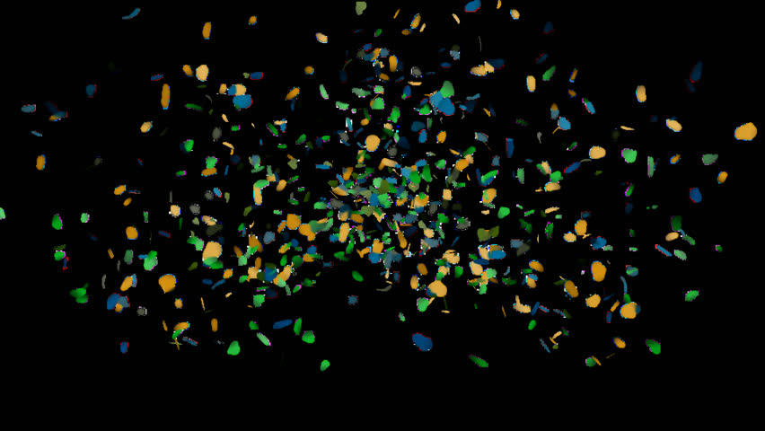 confetti hearts particular explosions on transparent backgrounds.  Motion graphic alpha channel or transparent background.