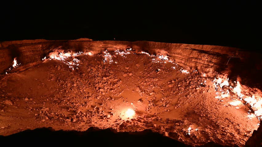 View of the stunning Darvaza Gas Crater in Turkmenistan