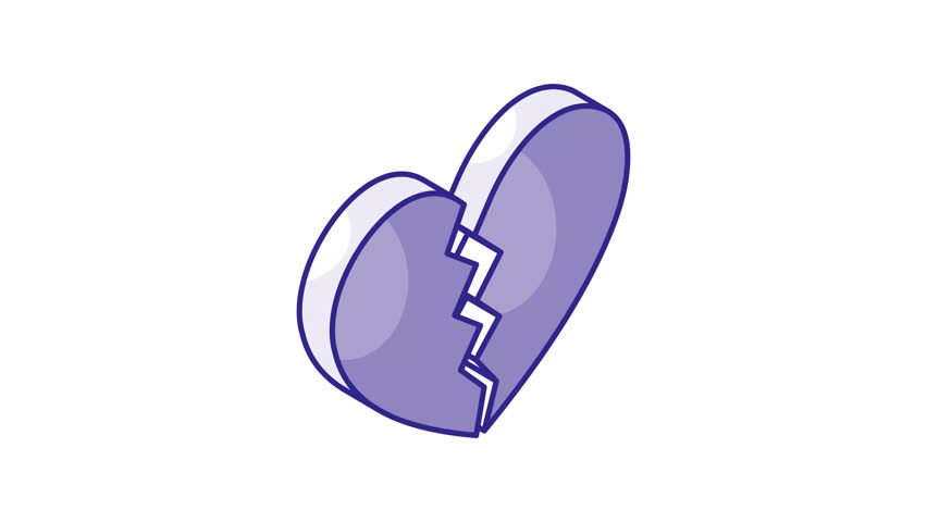 Broken heart or divorce vector design, shattered love, ready to use animated icon