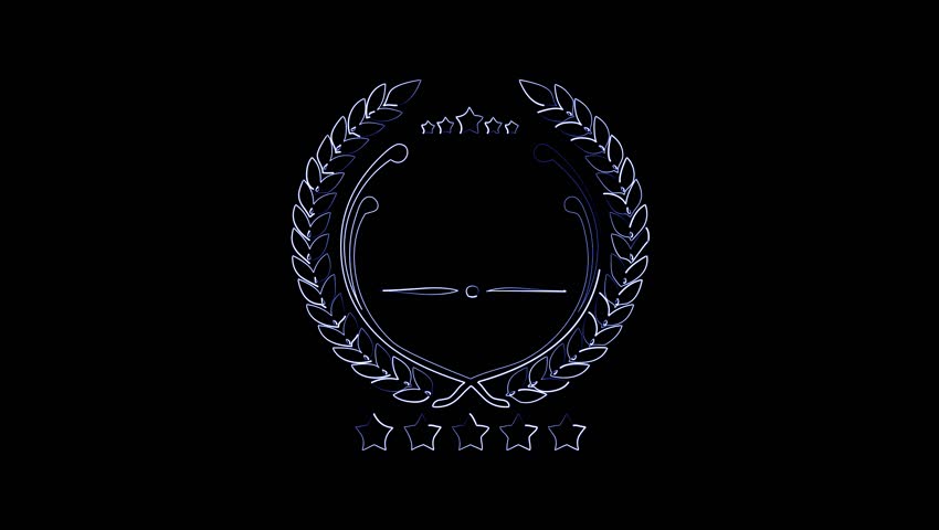 Blue Neon Laurel Wreath and Stars Emblem award achievement