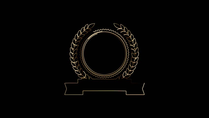 Golden Laurel Wreath and Ribbon Outline award badge