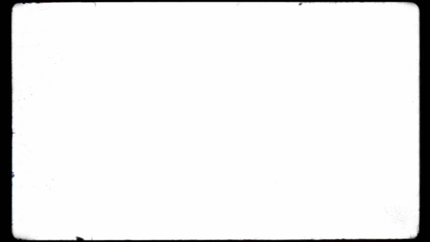 Vintage 8mm or 16mm film frame border with rounded corners, dust, and scratches. Seamless loop on a white background for use as a luma matte or overlay to create a retro cinematic look