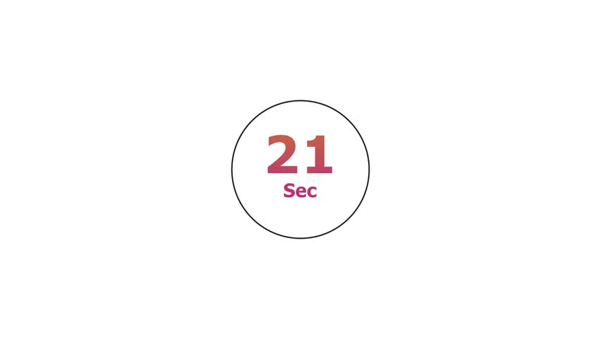 21-Seconds Timer Countdown Animation. Digital Stopwatch Icon 21 to 0 Seconds on Black Background 4K video.