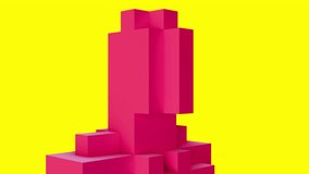 Pink silhouette of human body is assembled from cubes. Abstract fashion colorful 3d animation. - Powered by Shutterstock - Get 15% off with code: PIKWIZARD15