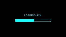 Futuristic progress loading bar with percent number on black background. Loads from center 4K stock video, Futuristic Neon Loading Bar | Cyan Progress Indicator with Percentage Animation - Powered by Shutterstock - Get 15% off with code: PIKWIZARD15