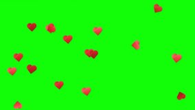 Animation Red Hearts Shape Floating on Green Screen, Social Media Symbols Animation. Emoji Participles. Hearts 4k Stock Video	 - Powered by Shutterstock - Get 15% off with code: PIKWIZARD15