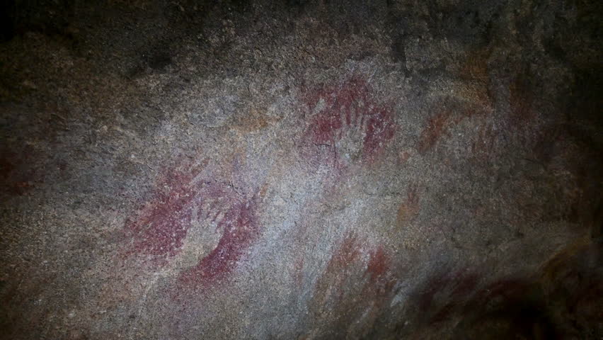 aboriginal rock art paintings of Mulkas cave in Western Australia.