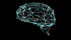 wireframe 3d animation of human brain. rotating Brain Model with Neural Network activity transparent background - Powered by Shutterstock - Get 15% off with code: PIKWIZARD15