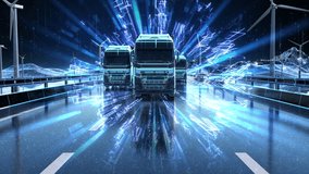 Smart Express Delivery: Intelligent Cargo Transport on High-Speed Highways. Ideal for corporate presentations and marketing materials related to express delivery services. - Powered by Shutterstock - Get 15% off with code: PIKWIZARD15