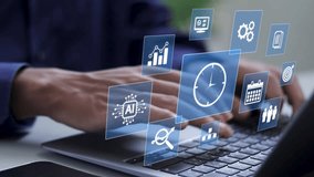 Time management with AI technology concept. Saving working time to reduce costs, work planning for increased efficiency and reduced work time. Business project planning. - Powered by Shutterstock - Get 15% off with code: PIKWIZARD15