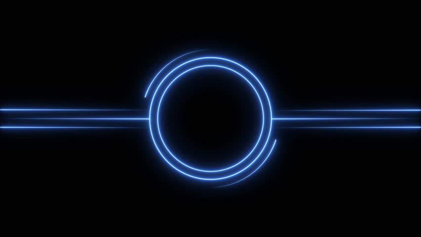 N dynamic red color animation featuring a glowing neon 'N' symbol, encircled by a vibrant  royal blue circle. The animation has a modern, energetic feel creative projects royal blue line on black back