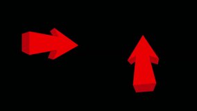 two red arrows are shown on a black background one pointing up and the other pointing to the right side - Powered by Shutterstock - Get 15% off with code: PIKWIZARD15