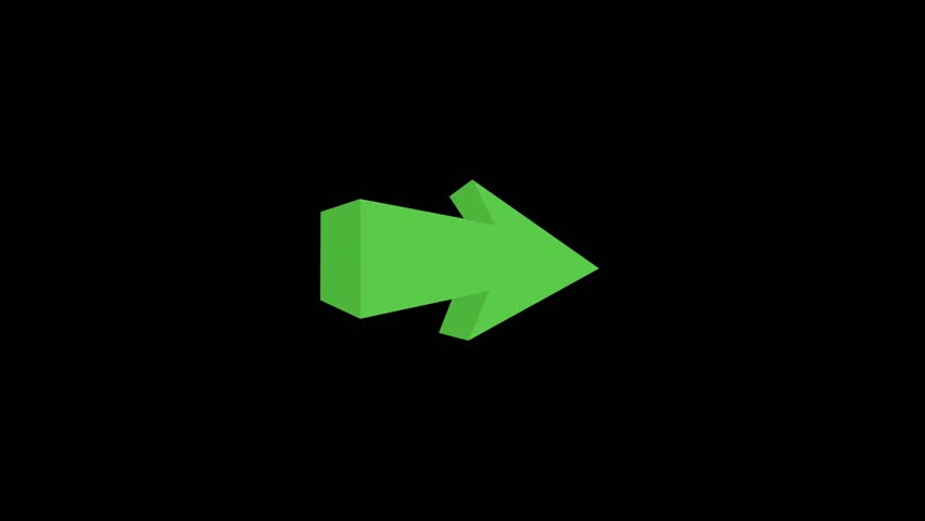 a green arrow points right against a black background, rendered in a simple, geometric style design