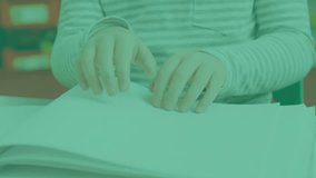 Female student opening book and projecting brain hologram, flipping pages and learning in classroom. Education, innovation, neuroscience, technology, focus, curiosity, learning - Powered by Shutterstock - Get 15% off with code: PIKWIZARD15