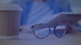 Mid-adult woman tapping tablet, animating bar-and-line charts beside coffee cup in business. Technology, data visualization, professionalism, digital analytics, modern workspace, growth, innovation - Powered by Shutterstock - Get 15% off with code: PIKWIZARD15