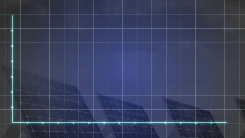 Grid appearing, initiating cyan line tracing waves peaking before settling monitoring solar output. Data analysis, renewable energy, visualization, technology, analytics, digital interface, innovation - Powered by Shutterstock - Get 15% off with code: PIKWIZARD15