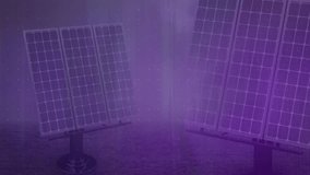 After 3D grid fading in bars growing then shrinking near solar panels for showing output trends. Futuristic, data visualization, digital workflow, renewable energy, innovative, technology - Powered by Shutterstock - Get 15% off with code: PIKWIZARD15