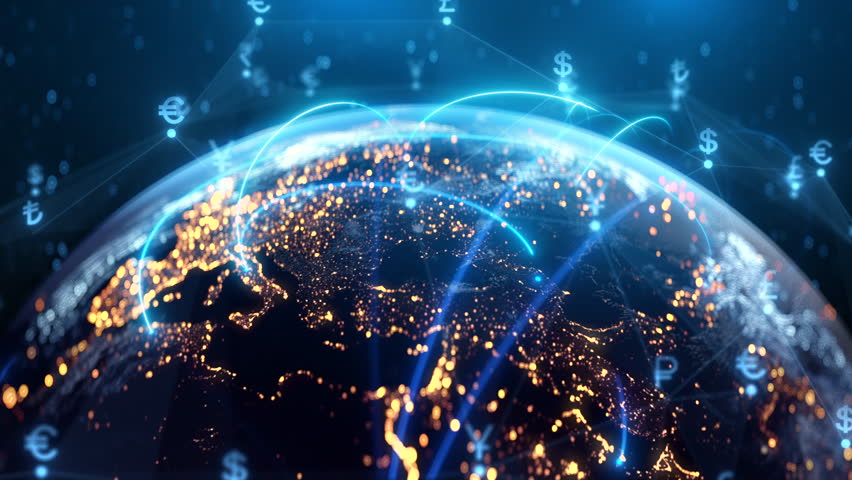 Global Financial Network Animation - Currency Exchange, Digital Money Transfer, Earth Fintech Data Visualization, Blockchain Economy, Globalization, Investment, Crypto, Banking, World Trade - Powered by Shutterstock - Get 15% off with code: PIKWIZARD15
