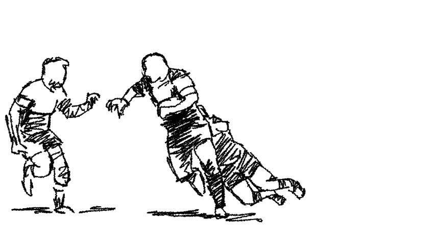 Quick sketch style animation of rugby play.