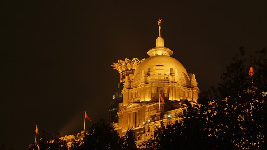 Shanghai Bund and Lujiazui illuminated at night