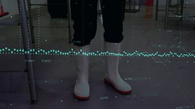 Plant inspector raising and tapping tablet on plant floor causing data overlays confirming metrics. Industrial, safety, technology, engineering, data, quality, inspection - Powered by Shutterstock - Get 15% off with code: PIKWIZARD15